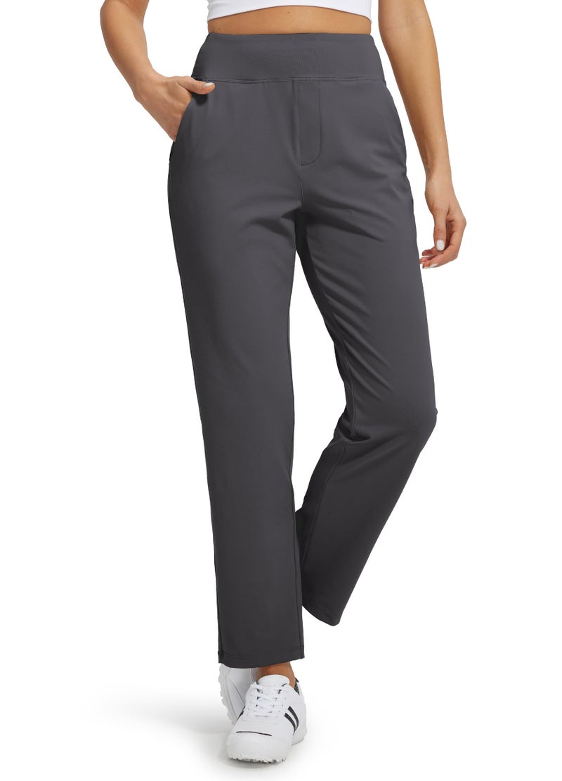 Libin Womens Casual Travel Pants Stretchy Golf Ankle Pants 7/8 Dress Pant Slacks Athletic Workout Sweatpants with 4 Pockets Dark Grey M - Image 1