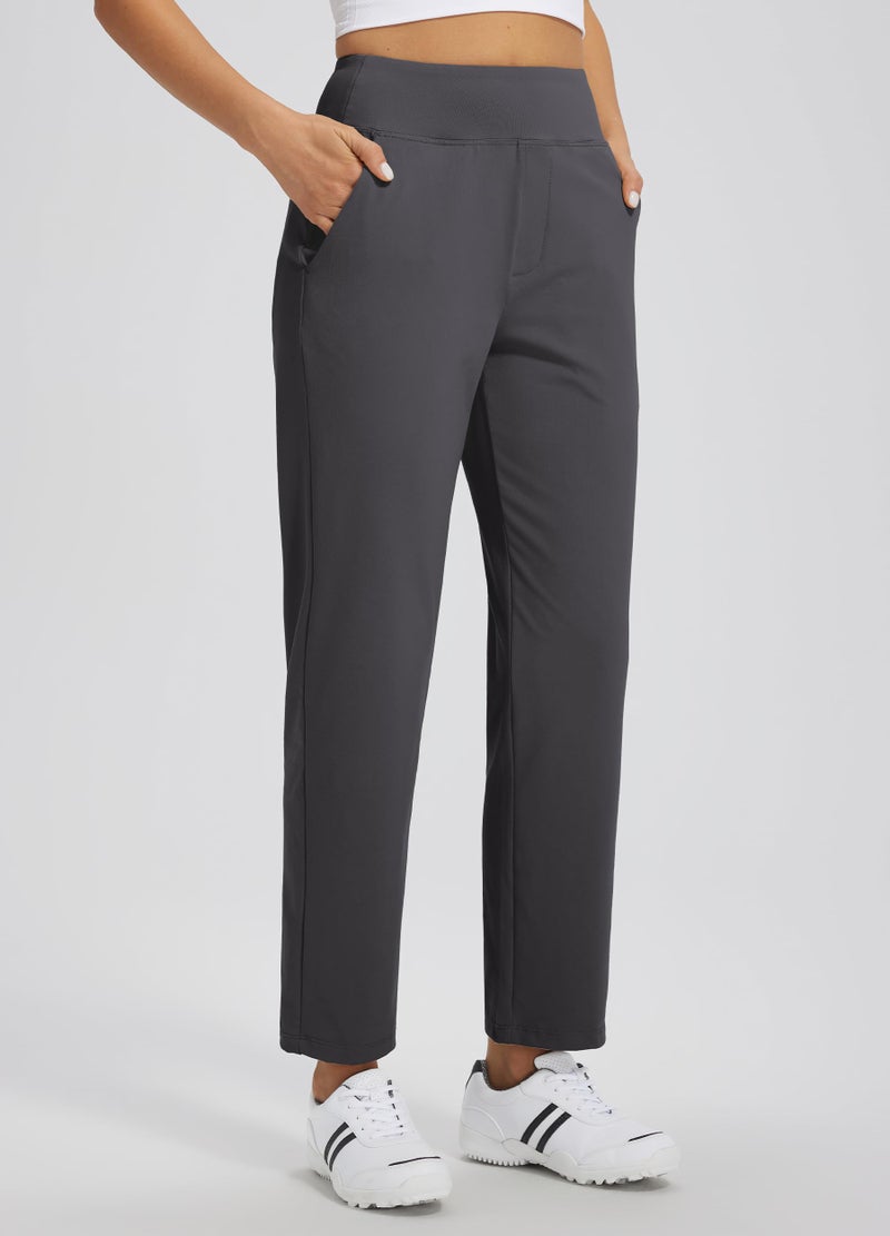 Libin Womens Casual Travel Pants Stretchy Golf Ankle Pants 7/8 Dress Pant Slacks Athletic Workout Sweatpants with 4 Pockets Dark Grey M - Image 2