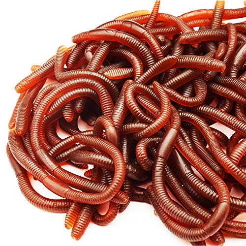 Cotiny 60 Pieces Fake Earthworm Faux Trick Toy Plastic Soft Stretchy Realistic Earthworms Simulated Fishing Lures Baits for Halloween Decoration - Image 1