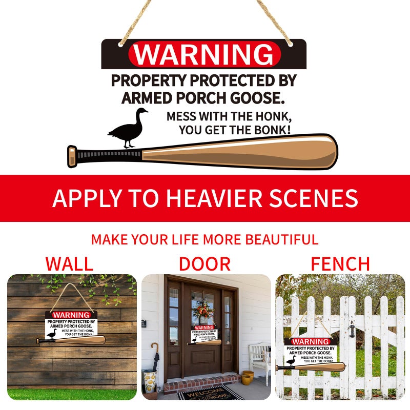 kedaijin Porch Goose Sign Mess With The Honk You Get The Bonk Goose Armed Sign For Home Kitchen Restaurant Coffee Bar Wall Decor Art Bar Background Wall Decoration Yard Porch Lawn - Image 4