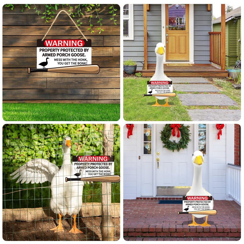 kedaijin Porch Goose Sign Mess With The Honk You Get The Bonk Goose Armed Sign For Home Kitchen Restaurant Coffee Bar Wall Decor Art Bar Background Wall Decoration Yard Porch Lawn - Image 5