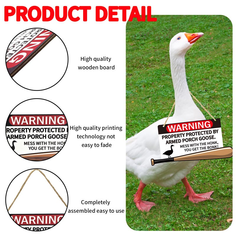 kedaijin Porch Goose Sign Mess With The Honk You Get The Bonk Goose Armed Sign For Home Kitchen Restaurant Coffee Bar Wall Decor Art Bar Background Wall Decoration Yard Porch Lawn - Image 3