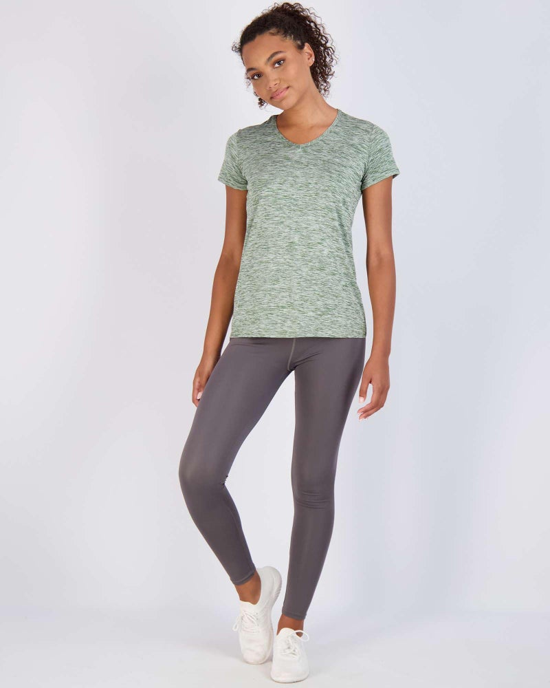 REALESSENTIALS Real Essentials 5 Pack: Women's Dry Fit Short Sleeve V Neck Workout Top - Fitness Pilates Gym Athletic Yoga T-Shirt (Plus Available), Set 14, L - Image 5