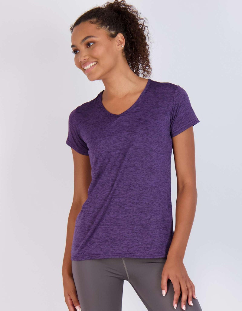 REALESSENTIALS Real Essentials 5 Pack: Women's Dry Fit Short Sleeve V Neck Workout Top - Fitness Pilates Gym Athletic Yoga T-Shirt (Plus Available), Set 14, L - Image 4