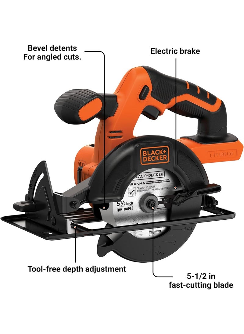 BLACK&DECKER 20V MAX* POWERCONNECT 5-1/2 in. Cordless Circular Saw  - Image 2