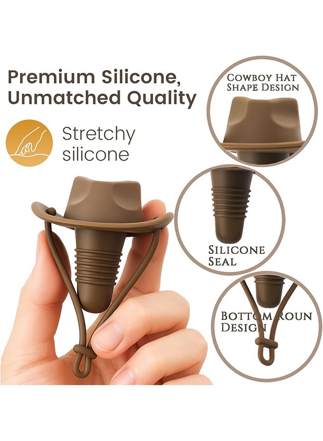 سدادات زجاجات نبيذ على شكل قبعة رعاة البقر، سدادات زجاجات سيليكون مرحة، سدادات زجاجات نبيذ بتصميم قبعة رعاة البقر، سدادات زجاجات نبيذ سيليكون مانعة للتسرب للحفاظ على نضارة النبيذ، هدايا للأم والأب، أدوات مطبخ مبتكرة - Image 3