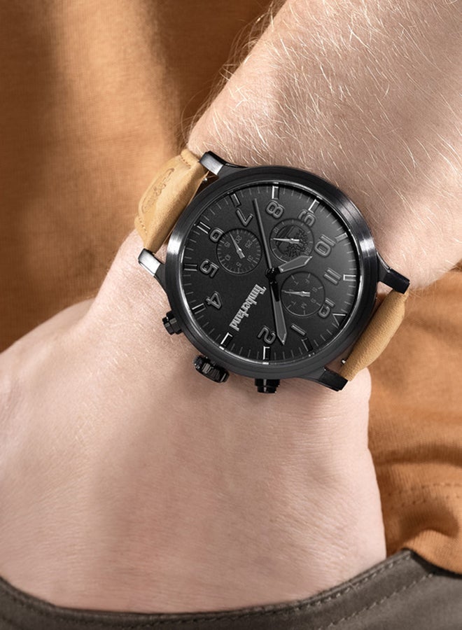 Timberland Men Timberland Driscoll Multifunction - Mens Watch - Black Case, Black Dial, Tan Leather Strap - Image 4