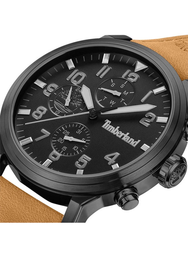 Timberland Men Timberland Driscoll Multifunction - Mens Watch - Black Case, Black Dial, Tan Leather Strap - Image 3