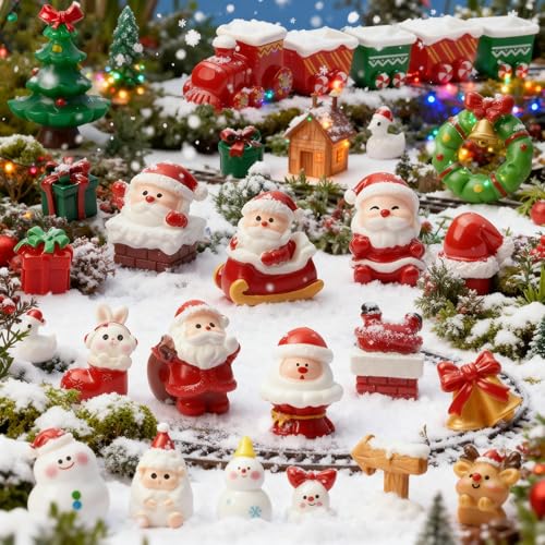 CHAMBERY 32Pcs Mini Christmas Figurines Small Resin Figures Miniatures to Hide Santa Claus Reindeer Ornaments Gift for Xmas Party DIY Crafts Decorations - Image 5