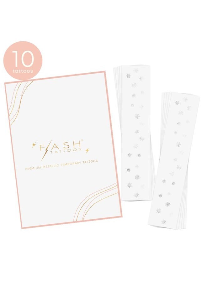 Flash+Tattoos Snowflake Freckles set of 10 premium waterproof metallic silver winter inspired temporary foil face - Party Favors, Party Supplies, Holiday parties, snow, winter, frozen - Image 2
