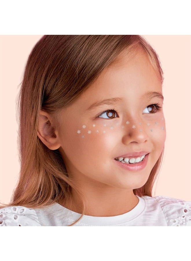 Flash+Tattoos Snowflake Freckles set of 10 premium waterproof metallic silver winter inspired temporary foil face - Party Favors, Party Supplies, Holiday parties, snow, winter, frozen - Image 5