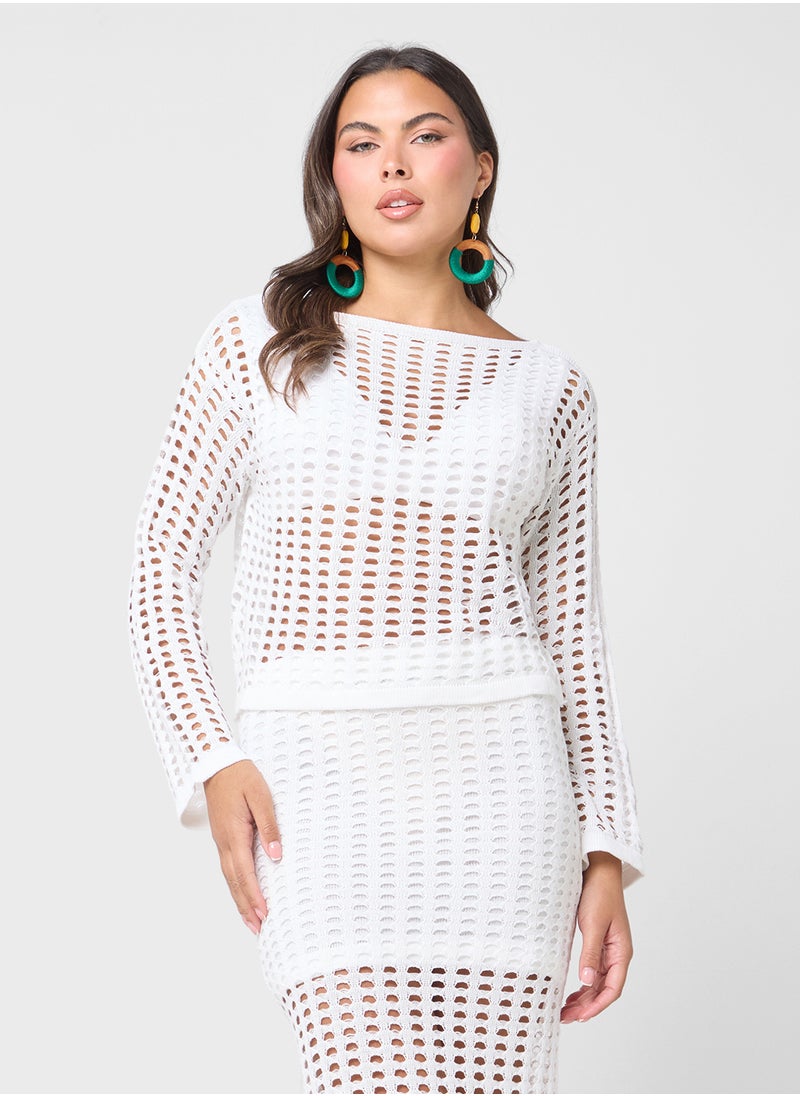 Ginger - Knitted Openwork Top & Skirt Coord Set - Image 1