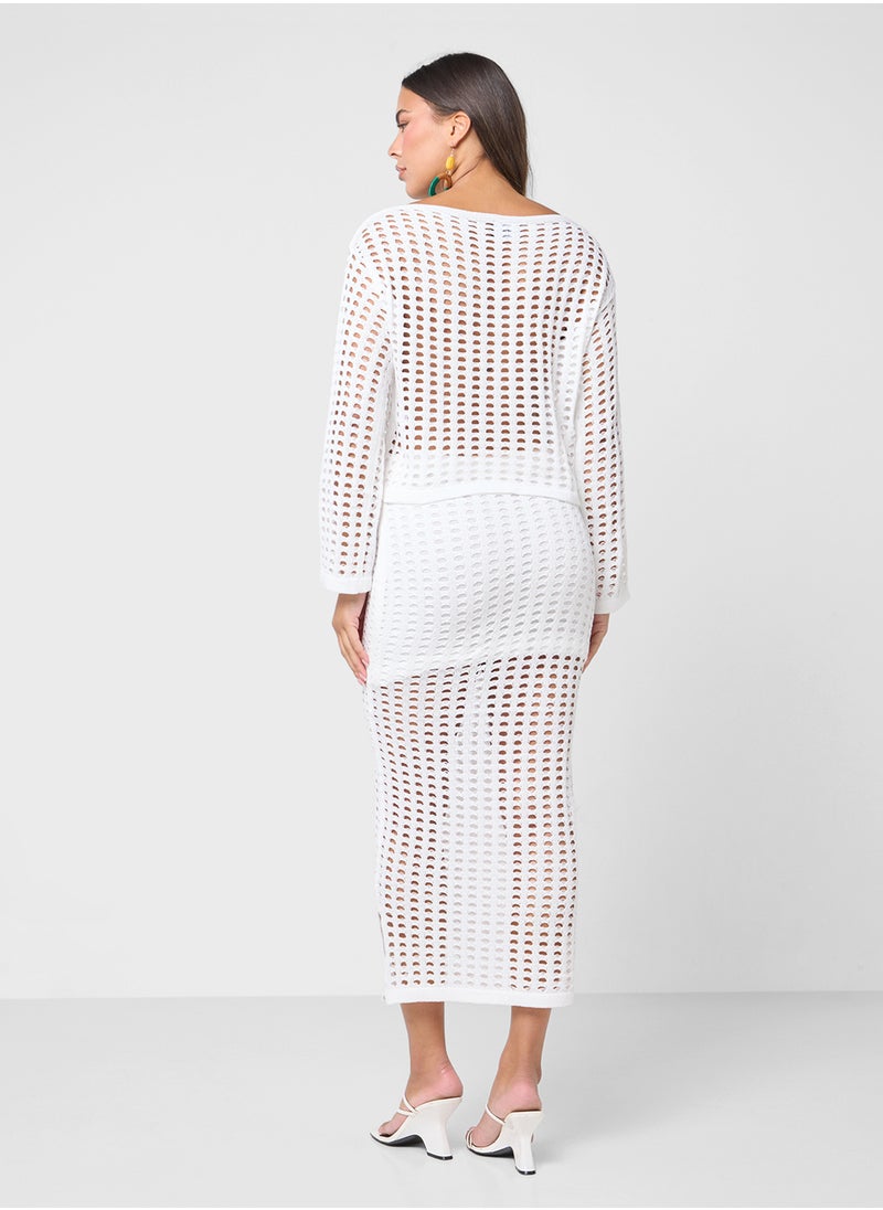Ginger - Knitted Openwork Top & Skirt Coord Set - Image 1