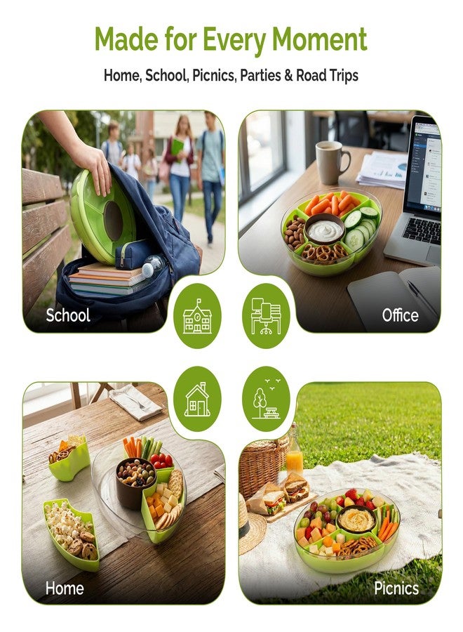 MosJos Divided Serving Tray with Lid, 5 Removable Compartments Snack & Veggie avocado shaped Tray with Center Dip Bowl, Portable Food Storage Container for Fruit, Charcuterie, Travel, Work & Parties - Image 5