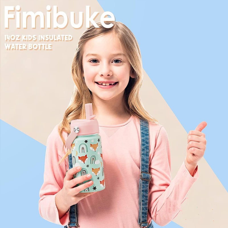 19oz Kids Water Bottle-Stainless Steel Double Wall Vacuum Insulated Leakproof Toddler Cup w/Straws Lids,Kids Water Bottles for School Boys Girls,Hot Cold Sports Bottle for Children,BPA Free (Pink) - Image 4