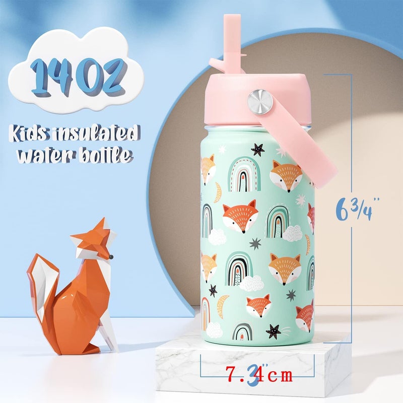 19oz Kids Water Bottle-Stainless Steel Double Wall Vacuum Insulated Leakproof Toddler Cup w/Straws Lids,Kids Water Bottles for School Boys Girls,Hot Cold Sports Bottle for Children,BPA Free (Pink) - Image 5