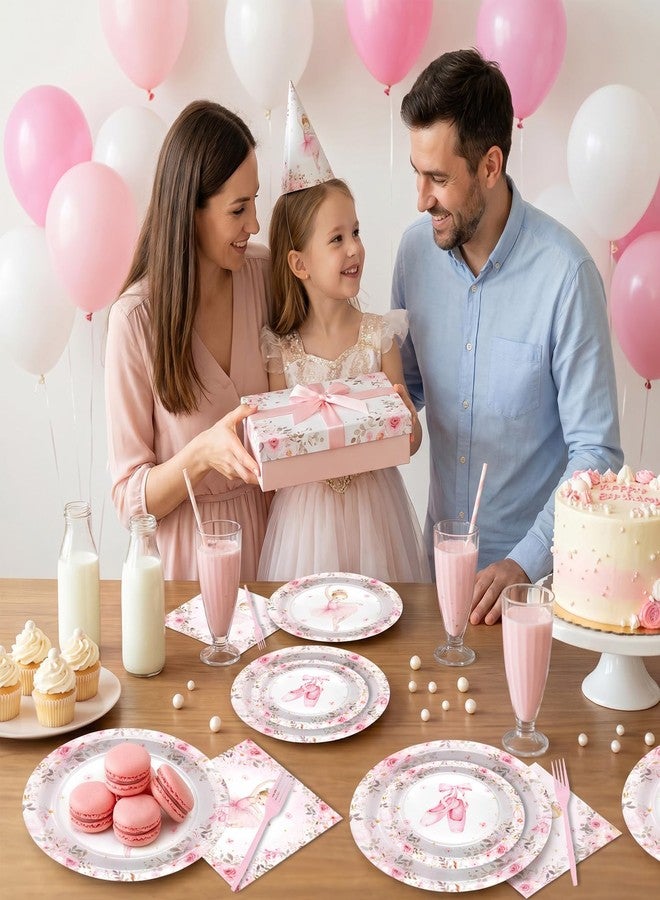 افيزانو 96 قطعة من زينة حفلات عيد ميلاد راقصات الباليه للبنات، تكفي 24 شخصًا - Image 4