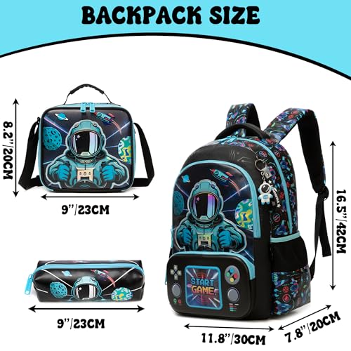 Meetbelify 3 in 1 School Backpacks for Boys Backpack with Lunch Bag for Elmentary Students 16inch Kids Travel Bookbag for Boys Age 612 - Image 3