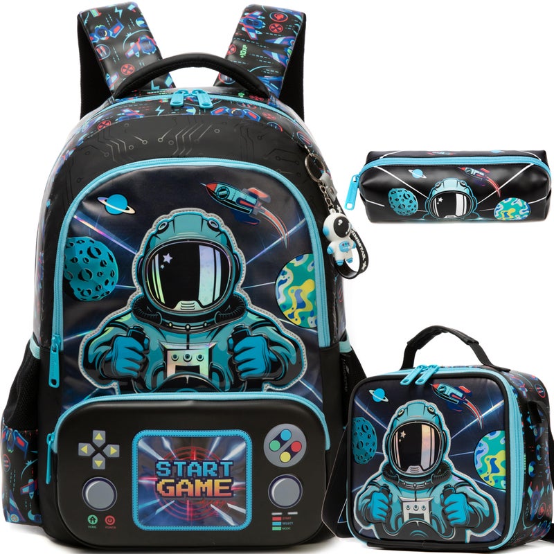 Meetbelify 3 in 1 School Backpacks for Boys Backpack with Lunch Bag for Elmentary Students 16inch Kids Travel Bookbag for Boys Age 612 - Image 2