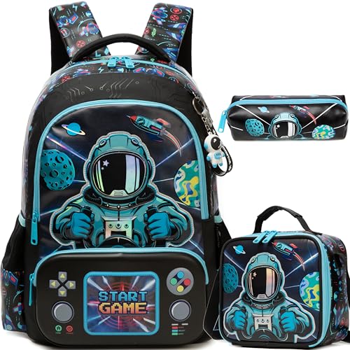 Meetbelify 3 in 1 School Backpacks for Boys Backpack with Lunch Bag for Elmentary Students 16inch Kids Travel Bookbag for Boys Age 612 - Image 1