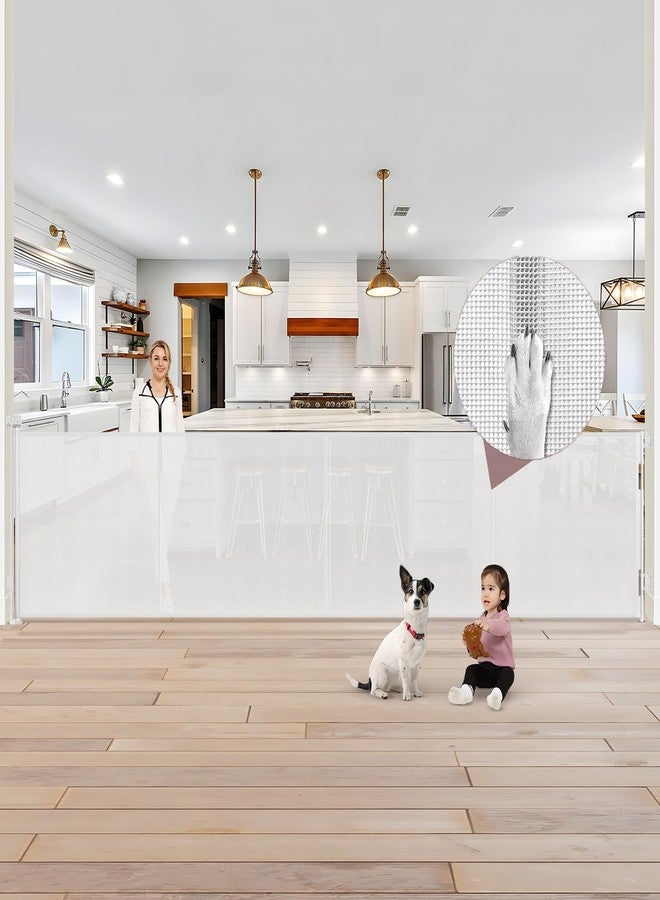 GRENFU Reinforced 41 Inch Extra Tall Retractable Baby Gates 200 Inch Extra Wide Dog Gate with Support Rods, Indoor Dog Gates for The House Extra Wide Baby Gate Outdoor Extra Tall Baby Gate Garage Gate, White - Image 1