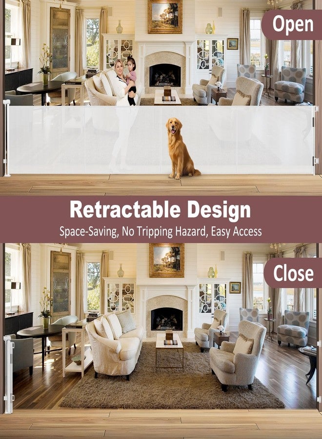 GRENFU Reinforced 41 Inch Extra Tall Retractable Baby Gates 200 Inch Extra Wide Dog Gate with Support Rods, Indoor Dog Gates for The House Extra Wide Baby Gate Outdoor Extra Tall Baby Gate Garage Gate, White - Image 4