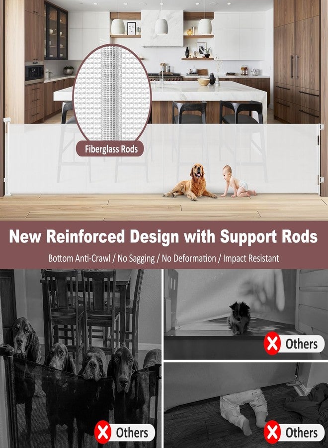 GRENFU Reinforced 41 Inch Extra Tall Retractable Baby Gates 200 Inch Extra Wide Dog Gate with Support Rods, Indoor Dog Gates for The House Extra Wide Baby Gate Outdoor Extra Tall Baby Gate Garage Gate, White - Image 2