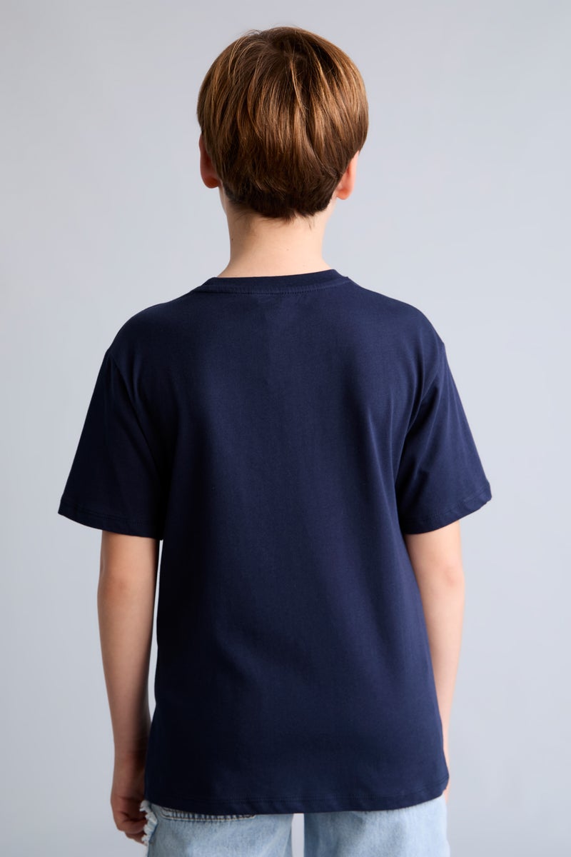 DeFacto Blue Boy Boy New Regular Fit Crew Neck Printed T-Shirt Casual - Image 5
