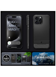 Spigen Spigen Rugged Armor MagFit Designed for iPhone 15 Pro Max Case Cover (2023) MagSafe Compatible - Matte Black  - Image 2