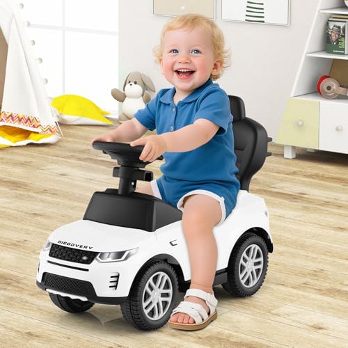 INFANS Licensed Push Car for Toddlers by INFANS 3 in 1 Sliding Walking Car with Push Handle Horn Music Underneath Storage FoottoFloor Ride on Toys for Boys Girls White - Image 5