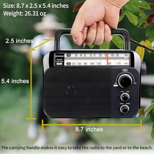 Retekess TR604 AM FM Radio,Portable Radio Plug in Wall,D Battery Operated,Large Dial,High/Low Tone Mode,Big Speaker,Earphone Jack,for Home,Picnic,Senior - Image 4