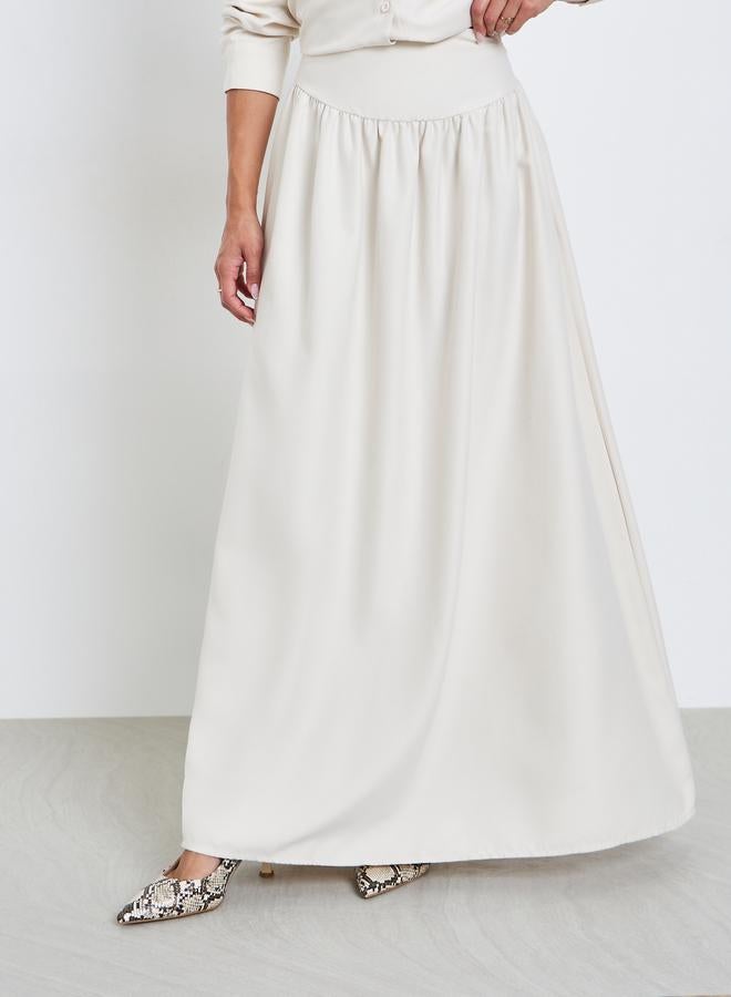 ستايلي طقم منسق من قميص سادة وتنورة طويلة - Image 5