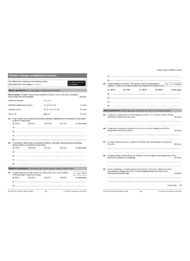 AQA GCSE Science 9-1 Equations Practice Pack