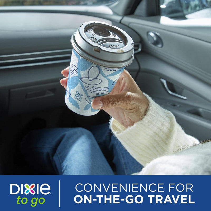 Dixie To Go Paper Coffee Cups With Lids, 12 oz, 66 ct, Disposable Insulated Paper Cups for On-The-Go Hot or Cold Beverages - Image 4