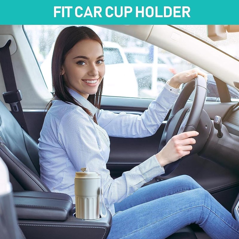 JUGTE كوب قهوة مع شاشة رقمية، زجاجات حرارية، 460 مل، كوب سفر من الفولاذ المقاوم للصدأ 316، كوب حراري معزول، كوب سفر محكم الغلق مع غطاء للقهوة (أبيض) - Image 5