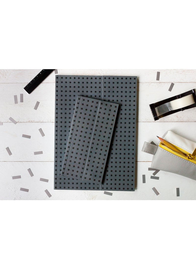 Paper-Oh - Quadro Grey on Black B6 Unlined Wrap Closure 112 Pages 100gsm Notebook - Image 1