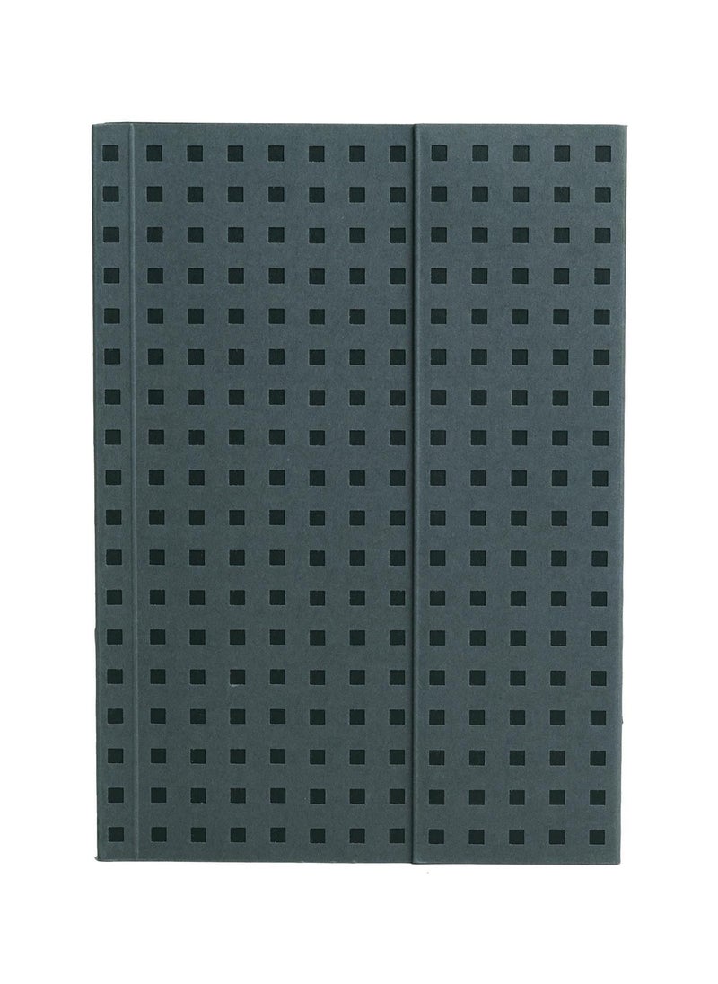Paper-Oh - Quadro Grey on Black B6 Unlined Wrap Closure 112 Pages 100gsm Notebook - Image 1