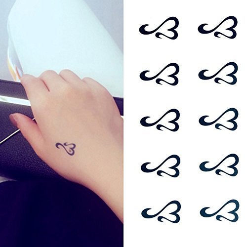 Oottati Small Cute Temporary Tattoo Heart Totem Hand (Set of 2)