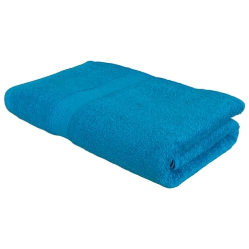 PatPug 100% Indian Ultra Soft Cotton 500 GSM Highly Absorbent, Fade Resistant, Quick Drying Large Bath Towel (Turquoise Blue) - Image 1