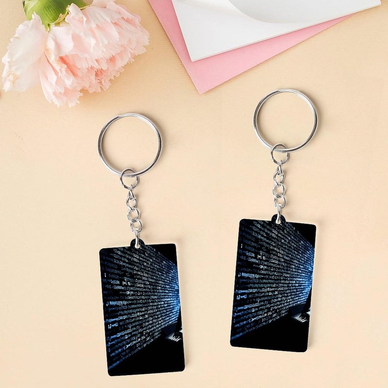 Programmer Programming Code Keychain Cute Key Chain Double-Sided Key Ring Popularity Key Fob Small Frame Keychains Lightweight Diy Key Holder Craft Supplies Key Charm For Personalized Gifts - Image 3