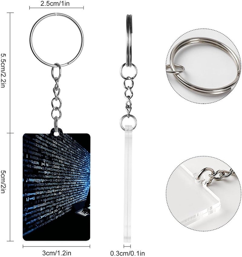 Programmer Programming Code Keychain Cute Key Chain Double-Sided Key Ring Popularity Key Fob Small Frame Keychains Lightweight Diy Key Holder Craft Supplies Key Charm For Personalized Gifts - Image 2