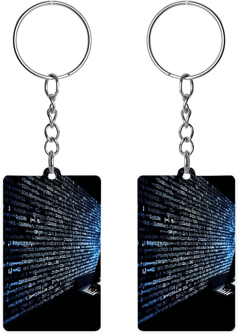 Programmer Programming Code Keychain Cute Key Chain Double-Sided Key Ring Popularity Key Fob Small Frame Keychains Lightweight Diy Key Holder Craft Supplies Key Charm For Personalized Gifts - Image 1