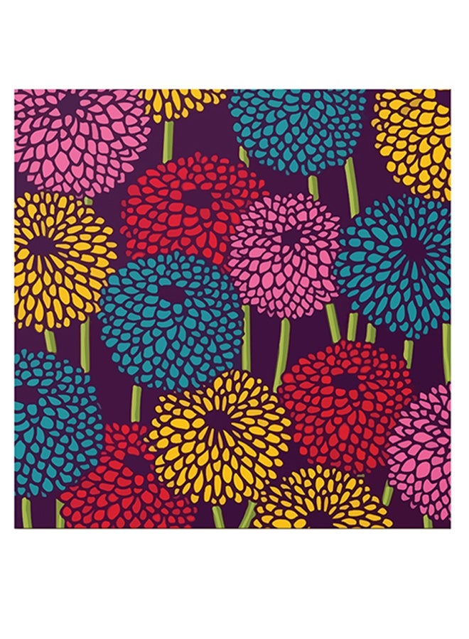 RYN Chrysanthemum Flower Themed Wall Art Purple/Orange/Green 30x30cm - Image 1