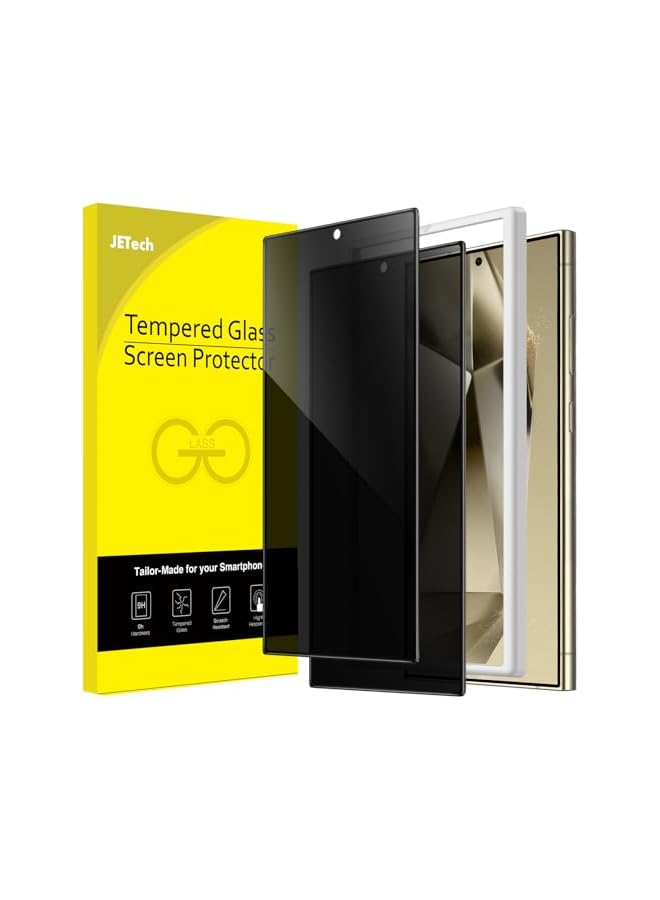 Jetech JETech Privacy Screen Protector for Galaxy S24 Ultra 5G 6.8-Inch, Anti-Spy Tempered Glass Film with Easy Installation Tool, Fingerprint Unlock Compatible, 2-Pack - Image 1