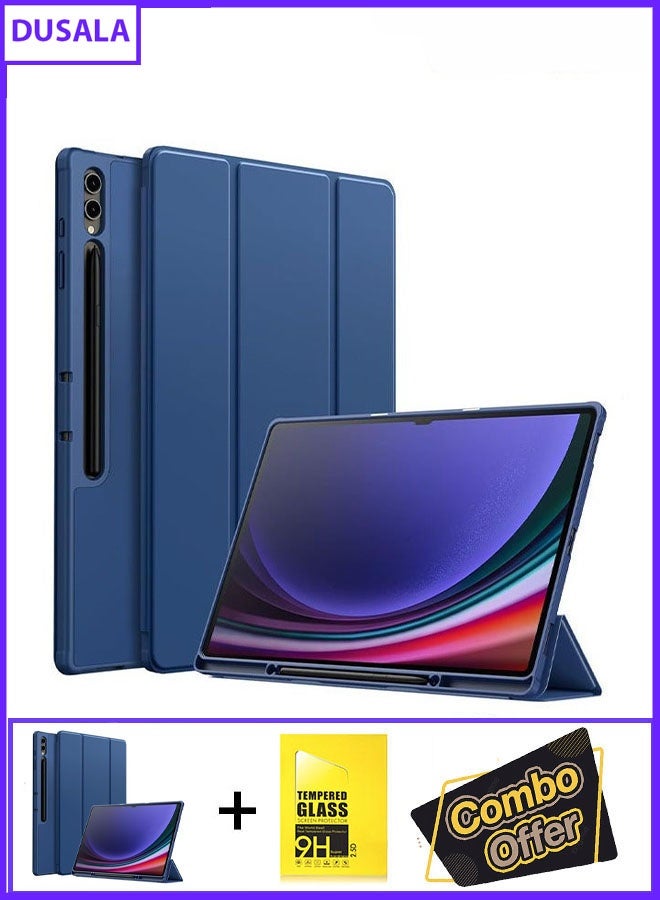 DUSALA 2 in 1 Protective Case for Samsung Galaxy Tab S8 Ultra 14.6 Inch – Tri-Fold Stand, Soft TPU Back, S Pen Holder & Charging Support Auto Wake/Sleep with Glass - Image 1