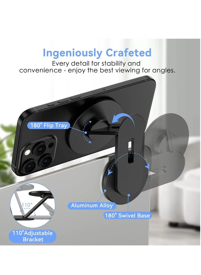 Bluepeak  Magnetic Stand for Laptop & Phone, Rotating 3D Phone Holder Adjustable Compatible with iPhone Mag Safe and All Phones, Stand Accessories for Tesla Monitor Laptop PC  | Best Price UAE
