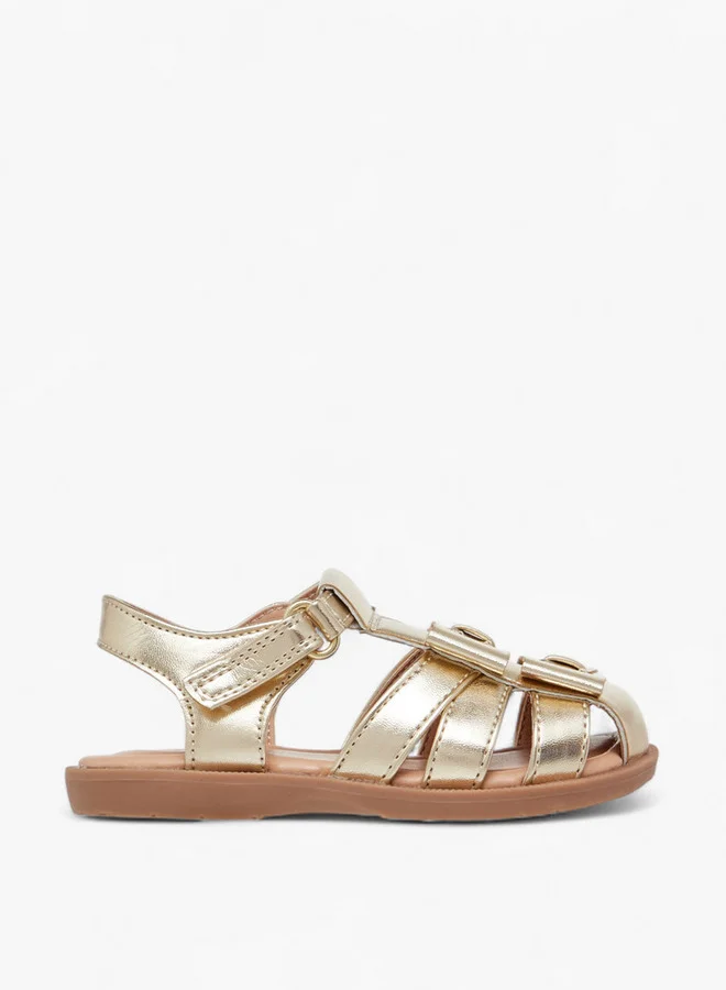 Barefeet Girls Bow Detail Sandals with Hook and Loop Closure