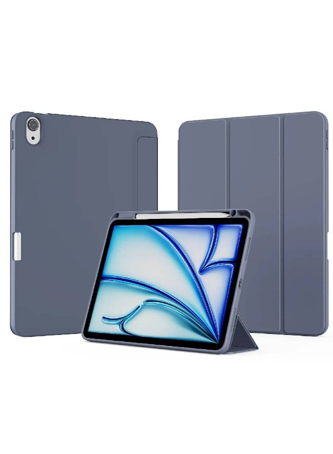 زومي حافظة لجهاز iPad Air الجديد 11 بوصة (2024)، iPad Air الجيل الخامس 2022 / iPad Air الجيل الرابع 2020 10.9 بوصة، غطاء TPU ناعم مع حامل قلم، تشغيل/إيقاف تلقائي، دعم بصمة الإصبع، لون أرجواني - Image 1
