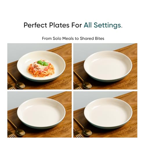 Shay Ceramic Pasta Bowl Set, 22cm, 2 Pieces, Blue Ivory | Glossy Finish | Stoneware Ceramic Serving Bowls | Ceramic Bowl | Pasta Serving Plate (Pasta Plate - Blue Ivory) - Image 4