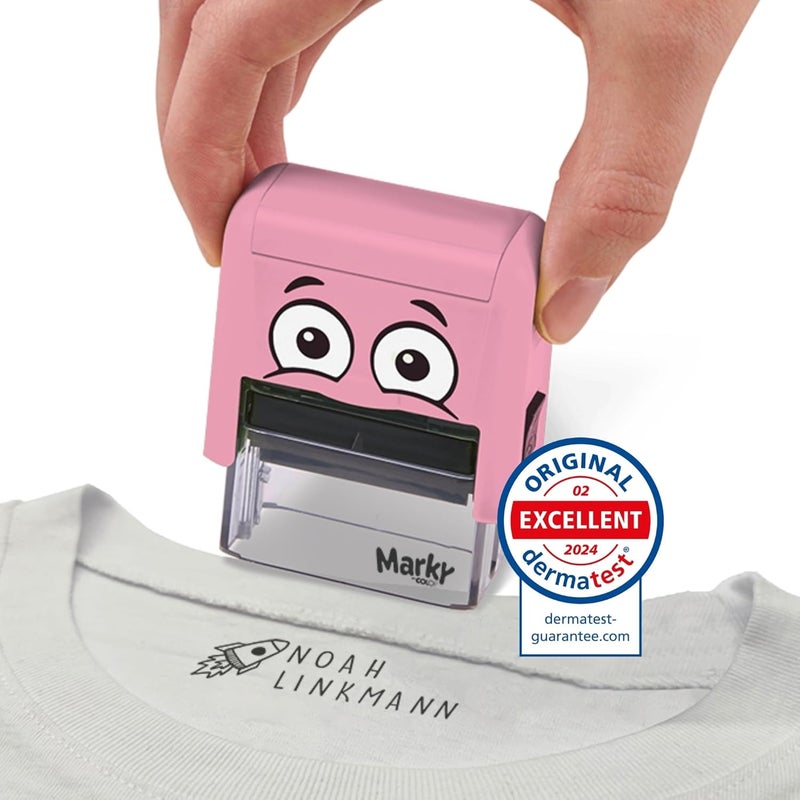 Colop - Marky Pink Customizable Child-Friendly DIY Textile Stamp Kit - 1 Set - Image 2